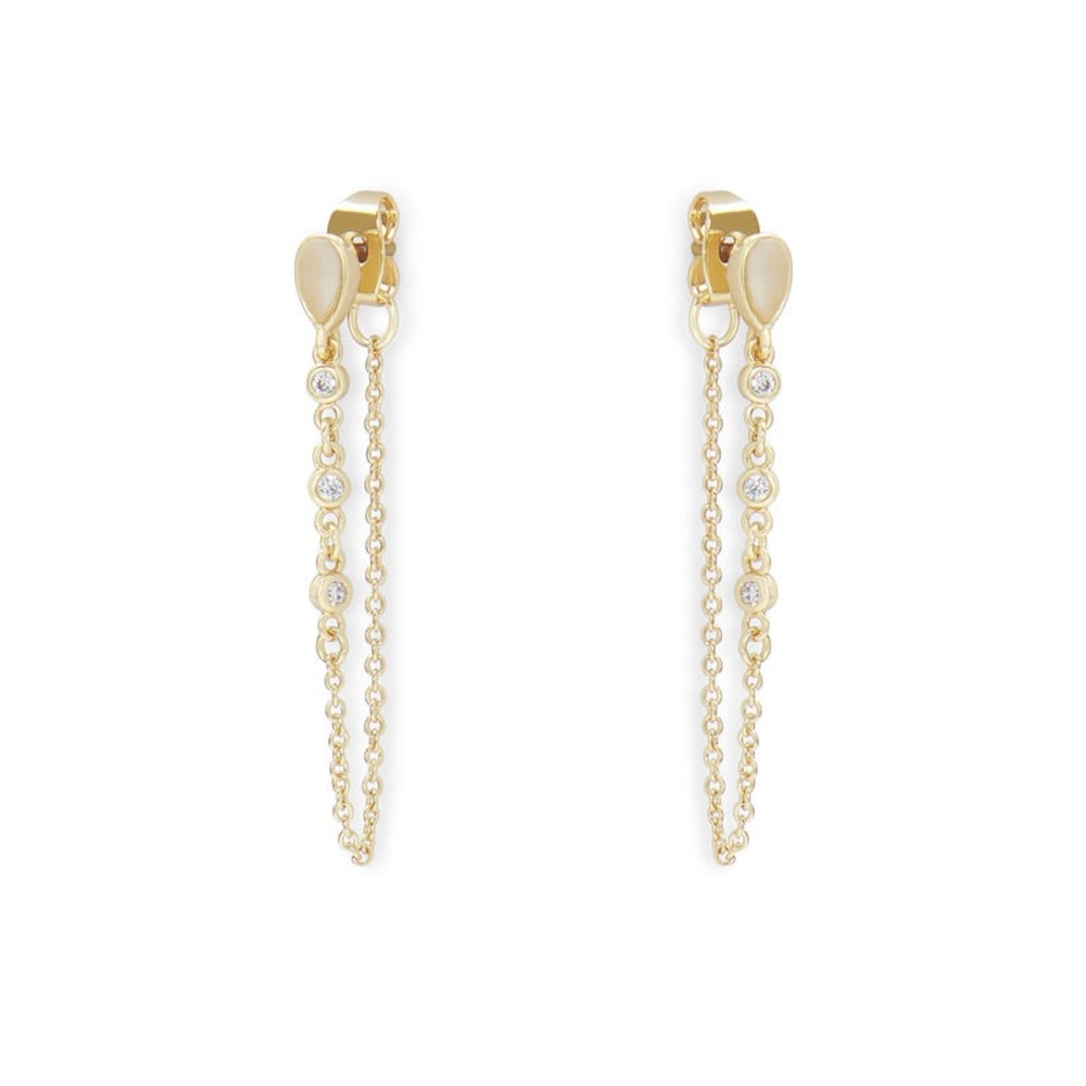 Gold and gem Earrings ear jackets